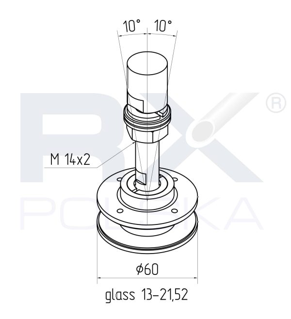 Glassholder SP 60mm, AISI 316, SATIN - Bilde 4