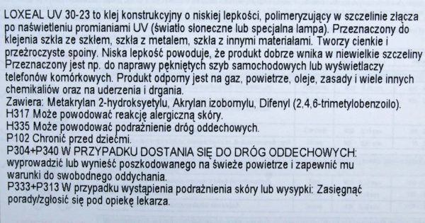 Lim Loxeal MINI UV 30-23 LAVVISKOSITET, 10 ml - Bilde 3