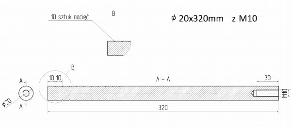 Stålanker fi 20x320mm M10 gjenger - Bilde 2