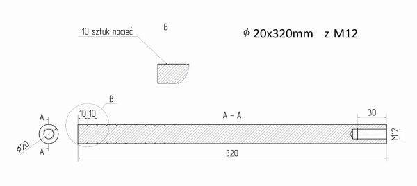 Stålanker fi 20x320mm M12 gjenger - Bilde 2