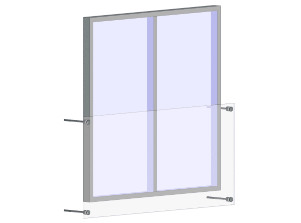 Glassholder Portfenetr Ø 50mm med stang 20x320mm, AISI 304, SATIN - Bilde 2