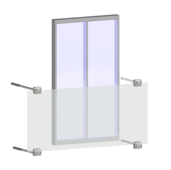 Glassklemme for imiterte balkonger 50x60mm med f.eks. 16x320mm, AISI 316, SATIN - Bilde 2